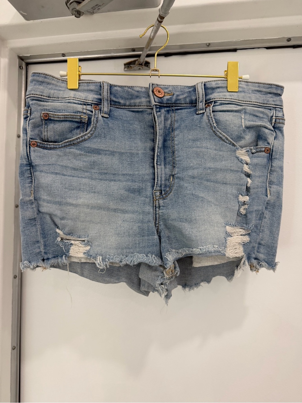 American Eagle Outfitters Light Blue Distressed Denim Cutoff Shorts